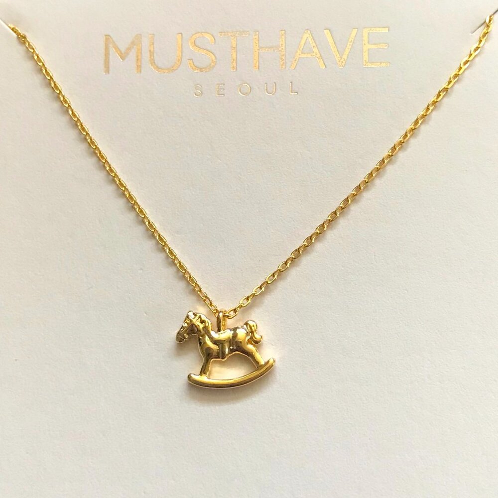 MUSTHAVE Gold Plated Rocking Horse Pendant Short Necklace